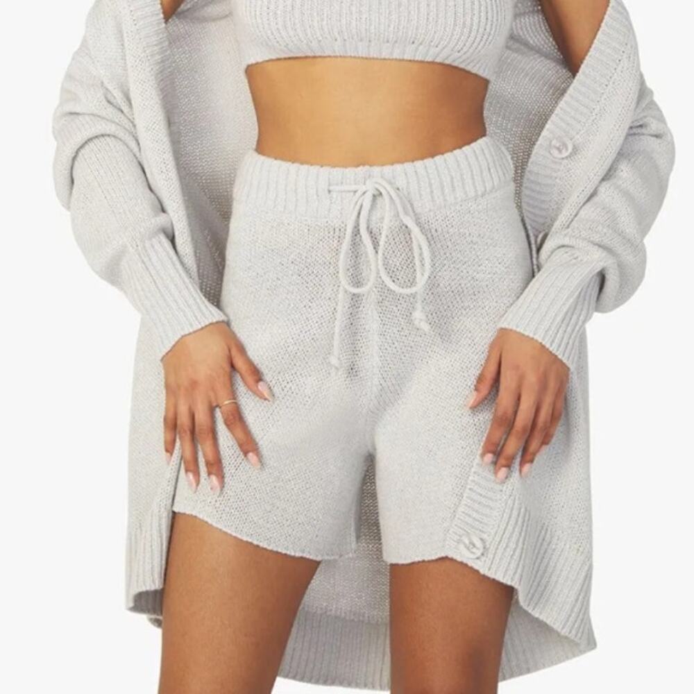 Revolve WeWoreWhat Chunky Cozy Stitch Pull On Sweater Shorts Gray Womens S NWT